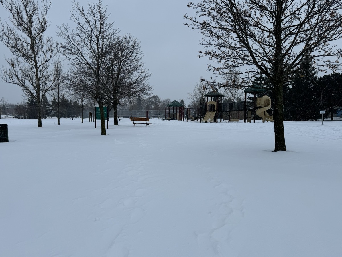 The sound of footsteps crunching on the snow