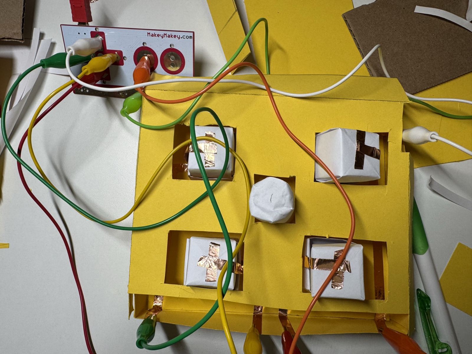 Here I connected the finished structure to Makey Makey and tested it as a working controller.